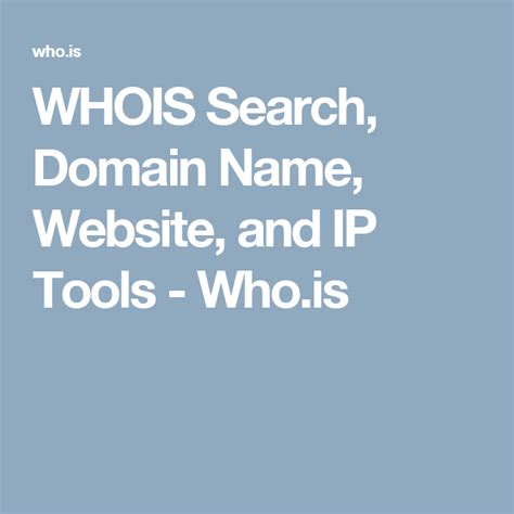 WHOIS Search, Domain Name, Website, and IP Tools .